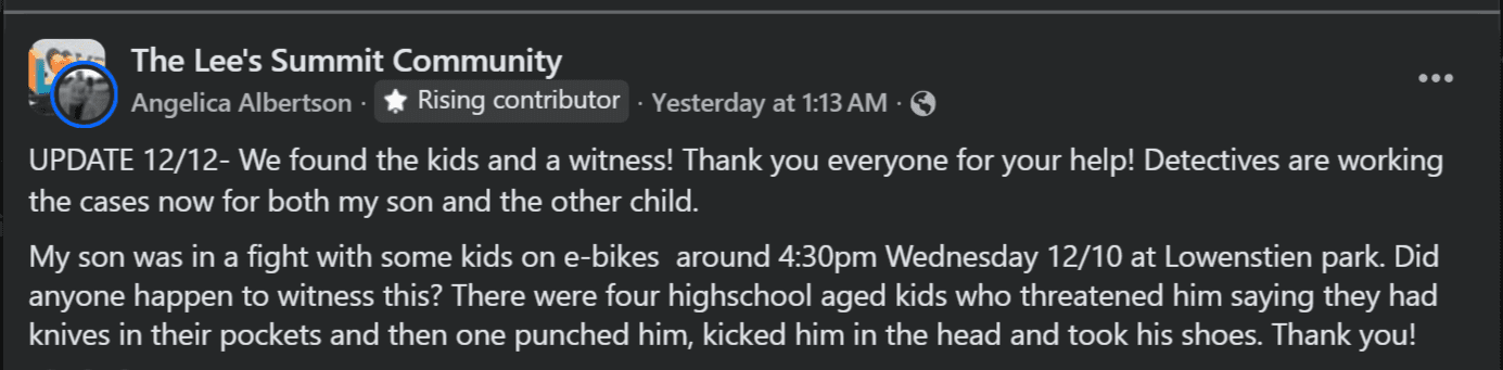 Lee’s Summit Teen Attacked at Lowenstein Park After Run In With E Bike Riders