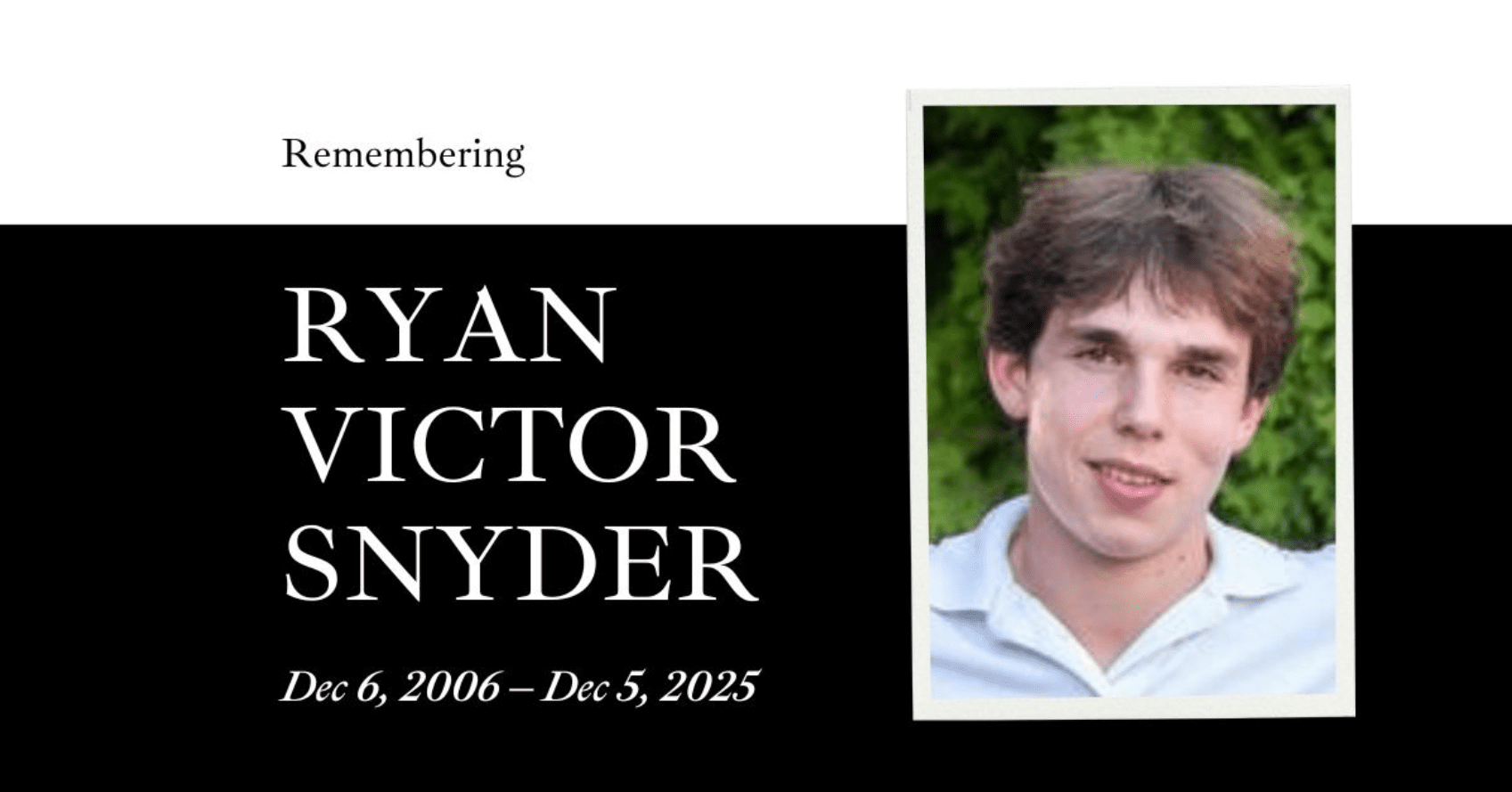 Ryan Victor Snyder Death Shocks Family Friends and Community